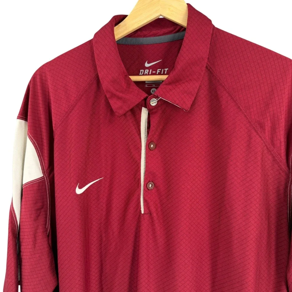 Nike‎ Dri-FIT Polo Mens XL Red White Short Sleeve Performance Golf Shirt